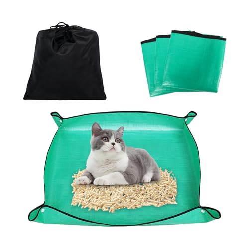 Klmnop Tragbare Reise-Katzentoilette für Katzen, zusammenklappbar und wasserdicht, verstaubare Katzentoilette für Reisen im Auto (64 x 64 x 9 cm), 3 Stück von Klmnop