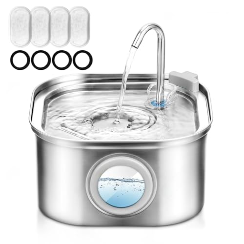 Arcacat Fontanella per Gatti 3.2 L Acciaio INOX 304 Silenziosa Livello Acqua Visibile Lavabile in Lavastoviglie Senza BPA per Gatti e Animali Domestici (1x ArcaCat+4 Filtri e 4 Spugne, 3.2L) von Klortecer
