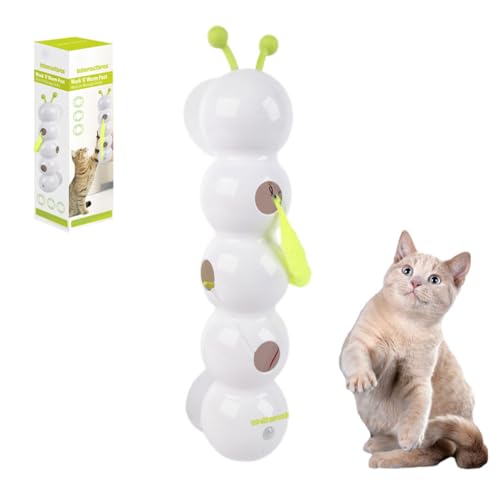 Klortecer Wuselwurm Katzenspielzeug, Smart Motion Katzenspielzeug mit Wurmdesign, Interaktives Wurm-Design mit Sensor fördert Jagdtrieb & Bewegung (Weiß) von Klortecer