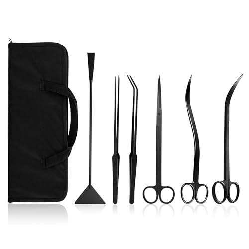 KnR Harmony Aquascaping Tools 7 in 1 Kit Aquarium Pflanze Schere Werkzeuge Set gebogen & gewellt Schere Pinzette Spatel Edelstahl Anti Rost Werkzeuge für Aquascape Schwarz KnR Harmony Aquascaping Tools 7 in 1 Kit Aquarium Pflanze Schere Werkzeuge Set gebogen & gewellt Schere Pinzette Spatel Edelstahl Anti Rost Werkzeuge für Aquascape Schwarz von KnR Harmony