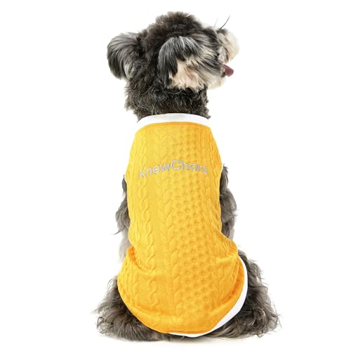 Hunde-T-Shirt, ärmellos, leicht, atmungsaktiv, einfarbig, Größe L, Gelb von KnewChord