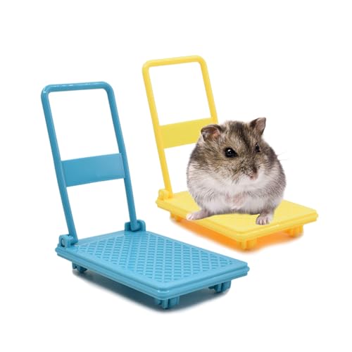 KnocKconK Hamster-Kunststoff-Spielzeug, Kleintier-Mini-Auto-Bett, niedlicher Käfig-Dekor, Foto-Spielzeug, Trolley, Entspannungs-Habitat-Hauszubehör, Schlafunterlage, Nest für Hamster, Mäuse, Ratten, 2 von KnocKconK