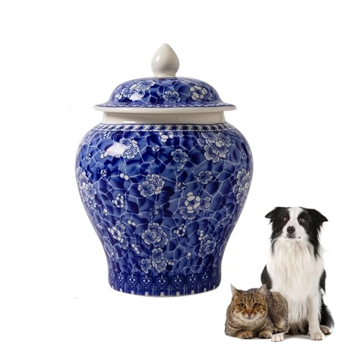 KnocKconK Handgefertigte Keramik-Urne für Hunde, Katzen, Haustier-Urne aus Porzellan, Blau und Weiß, Porzellan, Asche, Gedenkurne für Beerdigung, Beerdigung, Andenken, Erinnerungsbox, Gedenkbox KnocKconK Handgefertigte Keramik-Urne für Hunde, Katzen, Haustier-Urne aus Porzellan, Blau und Weiß, Porzellan, Asche, Gedenkurne für Beerdigung, Beerdigung, Andenken, Erinnerungsbox, Gedenkbox von KnocKconK
