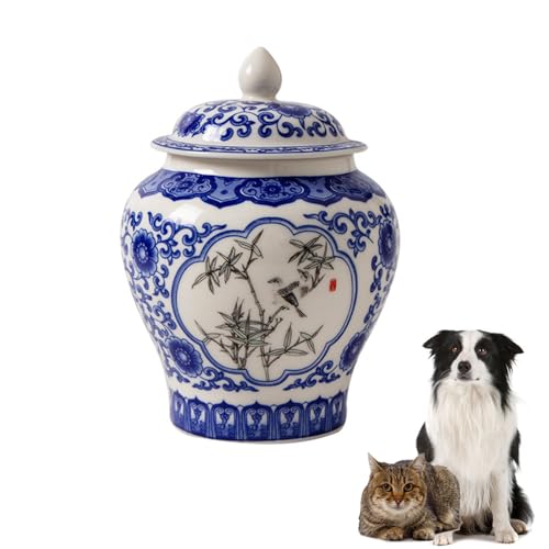 KnocKconK Handgefertigte Keramik-Urne für Hunde, Katzen, Haustier-Urne aus Porzellan, Blau und Weiß, Porzellan, Asche, Gedenkurne für Beerdigung, Beerdigung, Andenken, Erinnerungsbox, Gedenkbox KnocKconK Handgefertigte Keramik-Urne für Hunde, Katzen, Haustier-Urne aus Porzellan, Blau und Weiß, Porzellan, Asche, Gedenkurne für Beerdigung, Beerdigung, Andenken, Erinnerungsbox, Gedenkbox von KnocKconK
