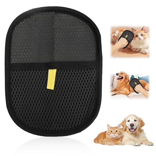 Fellpflege Handschuhe für Hunde & Katzen, Antistatischer Tierhaarentferner Handschuh, Fell Handschuh zur Haarentfernung von Möbeln, Kleidung & Haustieren (Schwarz, 1 Stück) von Knocery