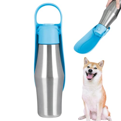 Hundewanderung Trinkflasche - Haustier Auslaufsicherer Wassernapf Spender | 750ml Edelstahl Auslaufsicher Tragbar Für Reisen Camping Wanderung von Knowlife