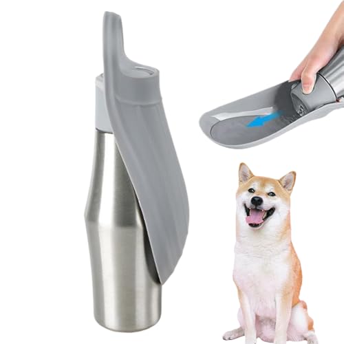 Hundewasserflasche Für Spaziergänge,Haustier Auslaufsicherer Wassernapf Spender | 750ml Edelstahl Auslaufsicher Tragbar Für Reisen Camping Wanderung von Knowlife