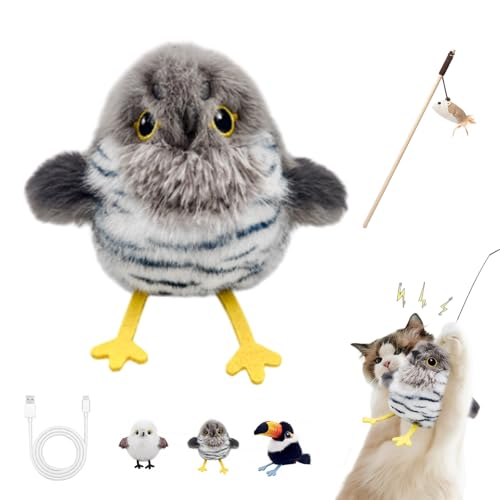 Celerypets Rechargeable Flapping Bird Cat Toy, Flappy Bird Cat Toy, Interactive Cat Toys, Three Wing-Flap Modes, Motion-Activated, Realistic Flapping Wings and Chirping, Real Birds Fun for Cats (B) von Knubbuf