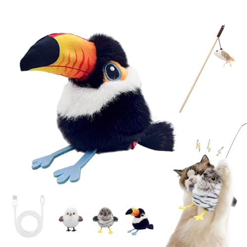 Celerypets Rechargeable Flapping Bird Cat Toy, Flappy Bird Cat Toy, Interactive Cat Toys, Three Wing-Flap Modes, Motion-Activated, Realistic Flapping Wings and Chirping, Real Birds Fun for Cats (C) von Knubbuf