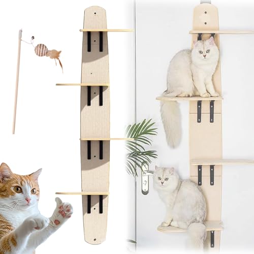 Door Hanging Cat Shelf, Door Hanging Cat Tree, 4-stufiges vertikales Katzenklettergerüst, Naturholz, Türhänger für Katzenklettergerüst, zum Beobachten, Ausruhen, Kratzen und Klettern Door Hanging Cat Shelf, Door Hanging Cat Tree, 4-stufiges vertikales Katzenklettergerüst, Naturholz, Türhänger für Katzenklettergerüst, zum Beobachten, Ausruhen, Kratzen und Klettern von Knubbuf