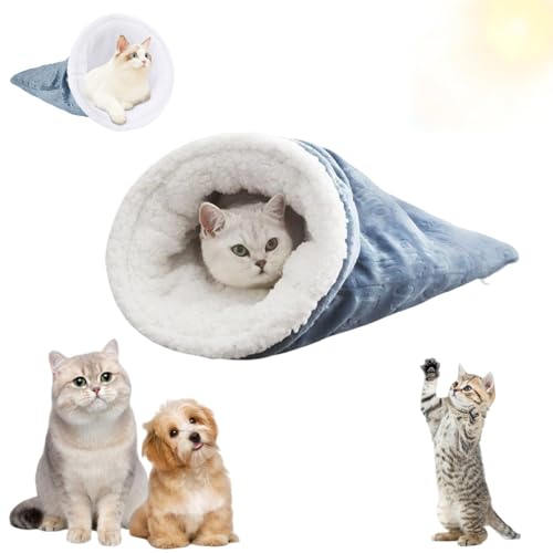 Knubbuf Cat Winter Sleeping Bag, New Upgraded Cat Sleeping Bag, Soft Plush Large Cat Sack Warm Cat Bed, Pet Mat Warming Pad Sack for Indoor Cats and Small Dogs (1 stück) von Knubbuf