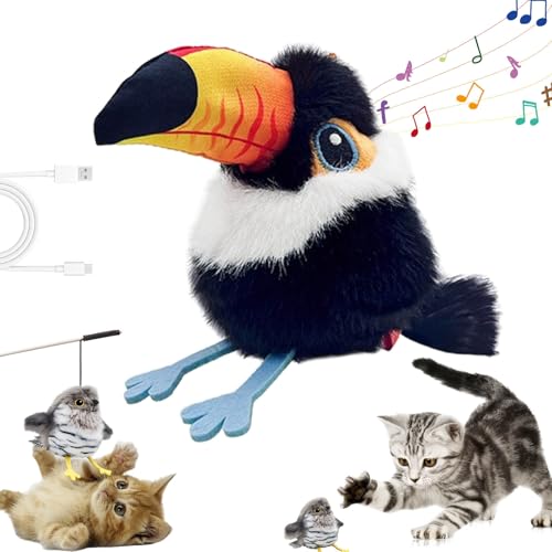 Knubbuf Celerypets Wiederaufladbares Katzenspielzeug mit Flügelschlag, Fliegender Vogel, 3 Modi, Berührungsaktiviertes interaktives Katzenspielzeug, Elektrisches Katzenspielzeug (A) von Knubbuf