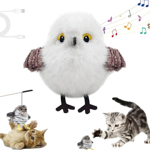 Knubbuf Celerypets Wiederaufladbares Katzenspielzeug mit Flügelschlag, Fliegender Vogel, 3 Modi, Berührungsaktiviertes interaktives Katzenspielzeug, Elektrisches Katzenspielzeug (B) von Knubbuf