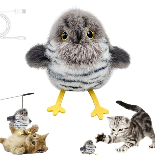 Knubbuf Celerypets Wiederaufladbares Katzenspielzeug mit Flügelschlag, Fliegender Vogel, 3 Modi, Berührungsaktiviertes interaktives Katzenspielzeug, Elektrisches Katzenspielzeug (C) von Knubbuf