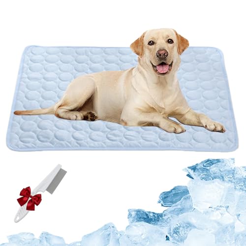Knubbuf Nordseepfote Kühlmatte, Kühlmatte für den Sommer, Matte für Hunde/Katzen, Selbstkühlende Decke Hund, Wasserdicht, Langlebig Kühldecke Katzen für den Sommer (Blau, XL (100 x 70cm)) von Knubbuf