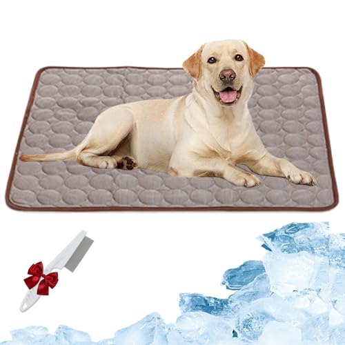 Knubbuf Nordseepfote Kühlmatte, Kühlmatte für den Sommer, Matte für Hunde/Katzen, Selbstkühlende Decke Hund, Wasserdicht, Langlebig Kühldecke Katzen für den Sommer (Braun, L (70 x 55cm)) von Knubbuf