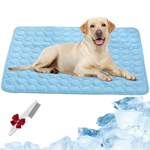 Knubbuf Nordseepfote Kühlmatte, Kühlmatte für den Sommer, Matte für Hunde/Katzen, Selbstkühlende Decke Hund, Wasserdicht, Langlebig Kühldecke Katzen für den Sommer (Dunkelblau, M (62 x 50cm)) von Knubbuf