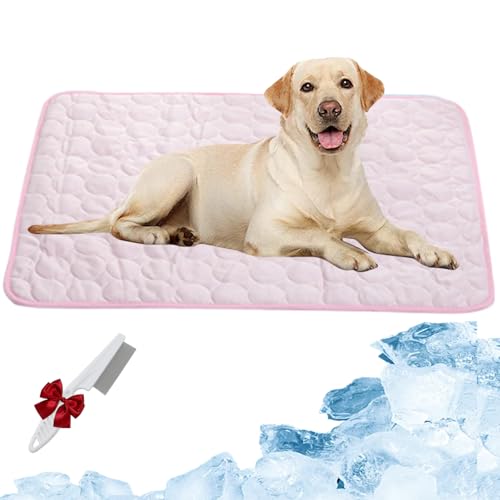 Knubbuf Nordseepfote Kühlmatte, Kühlmatte für den Sommer, Matte für Hunde/Katzen, Selbstkühlende Decke Hund, Wasserdicht, Langlebig Kühldecke Katzen für den Sommer (Pink, M (62 x 50cm)) von Knubbuf