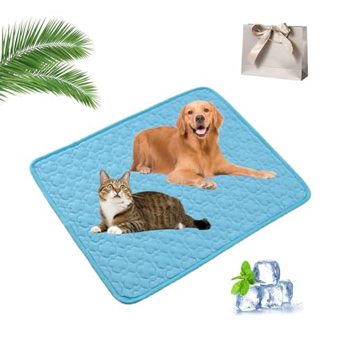 Knubbuf Nordseepfote Kühlmatte, Nordseepfote Kühlmatte für Den Sommer, Waschbare Kühlmatte Hund, Faltbare Kühlmatte Katze, Kühldecke Hund für Drinnen, Draußen Und Im Auto (Blau, S) von Knubbuf
