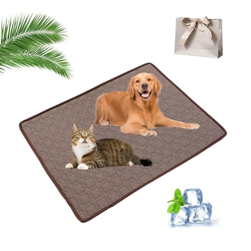 Knubbuf Nordseepfote Kühlmatte, Nordseepfote Kühlmatte für Den Sommer, Waschbare Kühlmatte Hund, Faltbare Kühlmatte Katze, Kühldecke Hund für Drinnen, Draußen Und Im Auto (Braun, XS) von Knubbuf