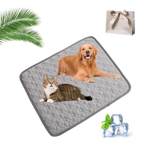 Knubbuf Nordseepfote Kühlmatte, Nordseepfote Kühlmatte für Den Sommer, Waschbare Kühlmatte Hund, Faltbare Kühlmatte Katze, Kühldecke Hund für Drinnen, Draußen Und Im Auto (Grau, M) von Knubbuf