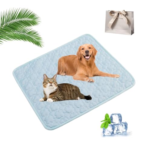 Knubbuf Nordseepfote Kühlmatte, Nordseepfote Kühlmatte für Den Sommer, Waschbare Kühlmatte Hund, Faltbare Kühlmatte Katze, Kühldecke Hund für Drinnen, Draußen Und Im Auto (Hellblau, M) von Knubbuf
