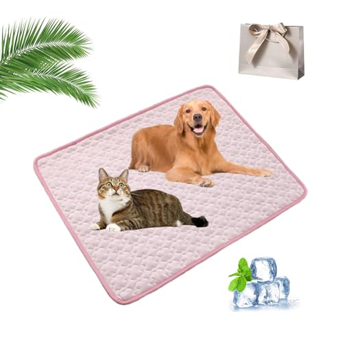Knubbuf Nordseepfote Kühlmatte, Nordseepfote Kühlmatte für Den Sommer, Waschbare Kühlmatte Hund, Faltbare Kühlmatte Katze, Kühldecke Hund für Drinnen, Draußen Und Im Auto (Rosa, S) von Knubbuf