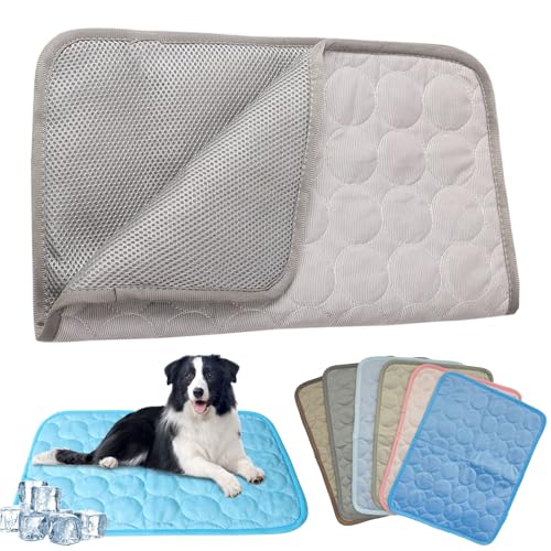 Knubbuf Pfotenfrost Matte, Pfotenfrost Matte füR Katzen Hund, Pfotenchill KüHlmatte Hund, KüHlmatte füR Hunde, 3-Schicht-System SelbstküHlende KüHlmatte Haustier Waschbar (Grau, M) von Knubbuf