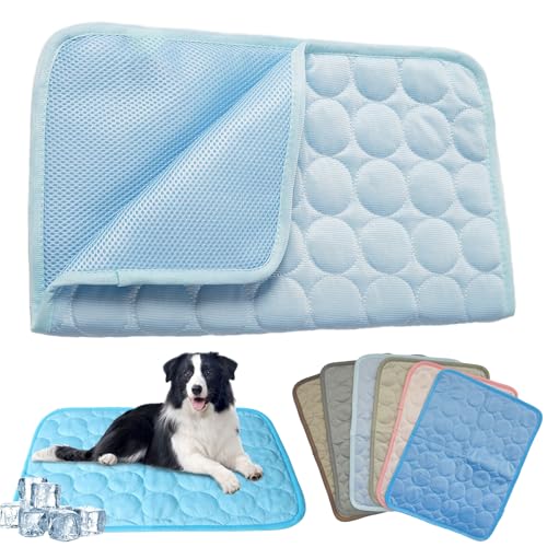 Knubbuf Pfotenfrost Matte, Pfotenfrost Matte füR Katzen Hund, Pfotenchill KüHlmatte Hund, KüHlmatte füR Hunde, 3-Schicht-System SelbstküHlende KüHlmatte Haustier Waschbar (Hellblau, L) von Knubbuf