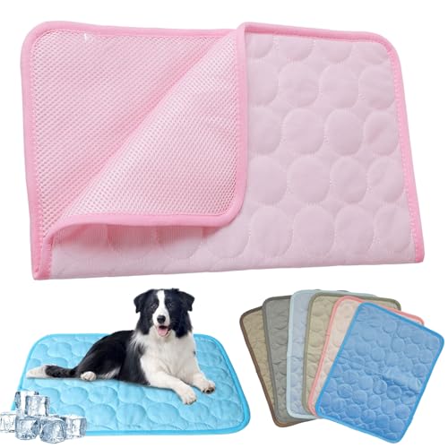 Knubbuf Pfotenfrost Matte, Pfotenfrost Matte füR Katzen Hund, Pfotenchill KüHlmatte Hund, KüHlmatte füR Hunde, 3-Schicht-System SelbstküHlende KüHlmatte Haustier Waschbar (Rosa, M) von Knubbuf