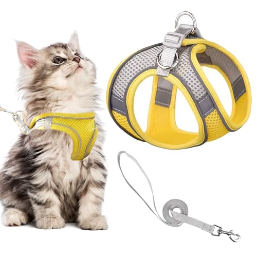 Stimulicat Cat Harness, Stimuli Cat Harness and Lead Set, Adjustable Reflective Kitten Walking Vest with Leash Cats Collar, Soft Mesh Vest for Small Medium Cats Pets Walking (Style G,L) von Knubbuf