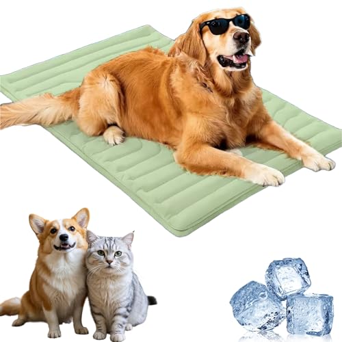 Topbashgo KüHlmatte Hund, KüHlbett Hund, Pfotenchill KüHlmatte Hunde, Abrieb Bissfest NatüRliche KüHlung, KatzenküHlmatten Krallenfest, rutschfest und Maschinenwaschbar (Grün, L) von Knubbuf