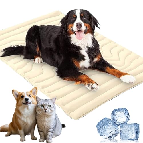 Topbashgo KüHlmatte Hund, KüHlbett Hund, Pfotenchill KüHlmatte Hunde, Abrieb Bissfest NatüRliche KüHlung, KatzenküHlmatten Krallenfest, rutschfest und Maschinenwaschbar (Weiß, XL) von Knubbuf