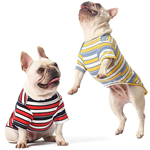 Keyoung Knuffelen Dog Shirts Cotton Striped T-Shirt, Summer Pet Clothes for Small Dogs, 2-Pack Soft Puppy Apparel Cat Tee, Breathable Stretchy, Red Yellow S Keyoung Knuffelen Dog Shirts Cotton Striped T-Shirt, Summer Pet Clothes for Small Dogs, 2-Pack Soft Puppy Apparel Cat Tee, Breathable Stretchy, Red Yellow S von Knuffelen