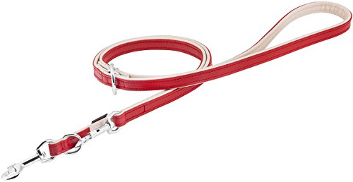 Knuffelwuff Basic Plus Hundeleine, Leder, verstellbar, Länge 200 cm, Breite 20 mm, Rot von Knuffelwuff