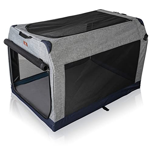 Knuffelwuff Faltbare Hundebox Auto Transportbox mit Aluminiumgestell für den Kofferraum L 76x51x48cm von Knuffelwuff