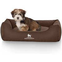 Knuffelwuff Hundebett Crispino aus Velours mit Handwebcharakter braun M-L von Knuffelwuff