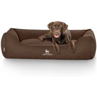 Knuffelwuff Hundebett Crispino aus Velours mit Handwebcharakter braun XL von Knuffelwuff