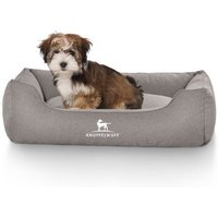 Knuffelwuff Hundebett Crispino aus Velours mit Handwebcharakter grau M-L von Knuffelwuff