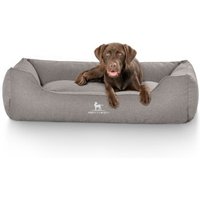 Knuffelwuff Hundebett Crispino aus Velours mit Handwebcharakter grau XXXL von Knuffelwuff