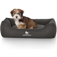 Knuffelwuff Hundebett Crispino aus Velours mit Handwebcharakter schwarz M-L von Knuffelwuff