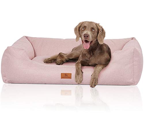 Knuffelwuff Hundebett Emma aus Velours mit feinem Handwebcharakter in Pastellfarben XXL 120 x 85cm Rosa - Abnehmbarer Bezug - leicht zu reinigen - für große, mittelgroße und kleine Hunde Knuffelwuff Hundebett Emma aus Velours mit feinem Handwebcharakter in Pastellfarben XXL 120 x 85cm Rosa - Abnehmbarer Bezug - leicht zu reinigen - für große, mittelgroße und kleine Hunde von Knuffelwuff