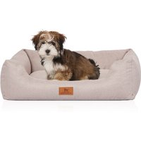 Knuffelwuff Hundebett Emma aus Velours mit feinem Handwebcharakter in Pastellfarben beige S Knuffelwuff Hundebett Emma aus Velours mit feinem Handwebcharakter in Pastellfarben beige S von Knuffelwuff