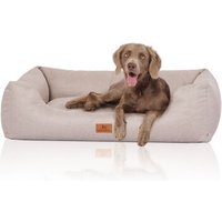 Knuffelwuff Hundebett Emma aus Velours mit feinem Handwebcharakter in Pastellfarben beige XL von Knuffelwuff