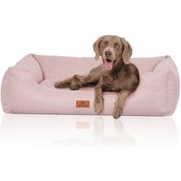 Knuffelwuff Hundebett Emma aus Velours mit feinem Handwebcharakter in Pastellfarben hellrosa XL von Knuffelwuff