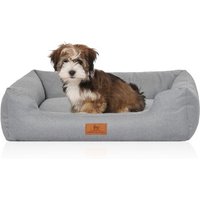 Knuffelwuff Hundebett Emma aus Velours mit feinem Handwebcharakter in Pastellfarben petrol M-L von Knuffelwuff