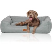 Knuffelwuff Hundebett Emma aus Velours mit feinem Handwebcharakter in Pastellfarben petrol XXL von Knuffelwuff