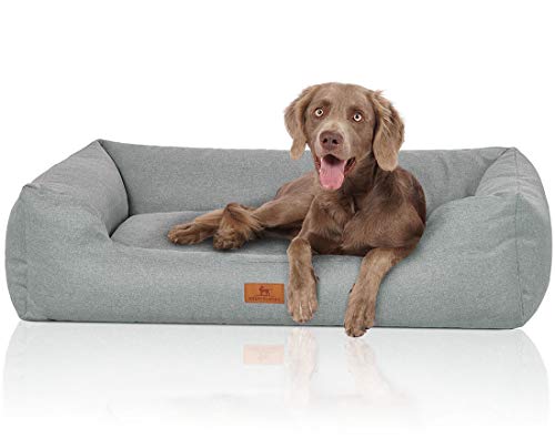 Knuffelwuff Hundebett Emma aus Velours mit feinem Handwebcharakter in Pastellfarben M-L 85 x 63cm Petrol - Abnehmbarer Bezug - leicht zu reinigen - für große, mittelgroße und kleine Hunde Knuffelwuff Hundebett Emma aus Velours mit feinem Handwebcharakter in Pastellfarben M-L 85 x 63cm Petrol - Abnehmbarer Bezug - leicht zu reinigen - für große, mittelgroße und kleine Hunde von Knuffelwuff