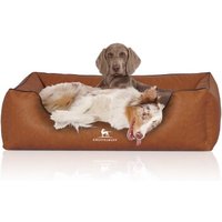 Knuffelwuff Hundebett Henderson aus marmoriertem Kunstleder terracotta XXL von Knuffelwuff