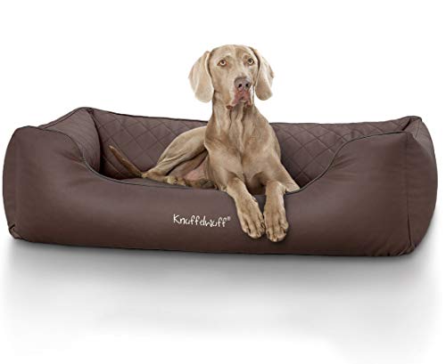 Knuffelwuff Hundebett Kunstleder Hundekorb Hundesofa Hundekissen Hundekörbchen waschbar Milan grosse Hunde, XXXL 155 x 105cm, braun von Knuffelwuff